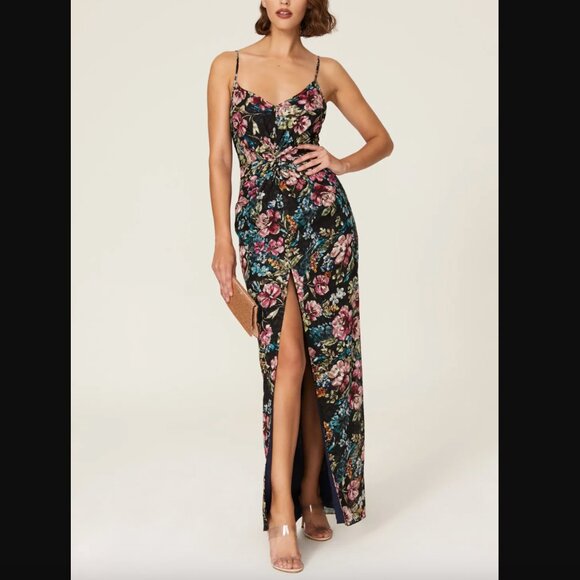black floral v neck maxi dress The Black V Neck Floral Short Sleeve Maxi Dress
